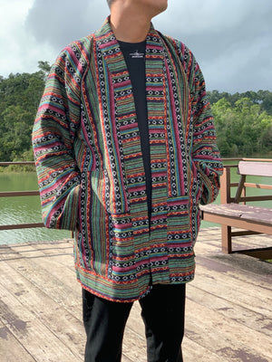 Hippie Tribal woven kimono jacket for winter