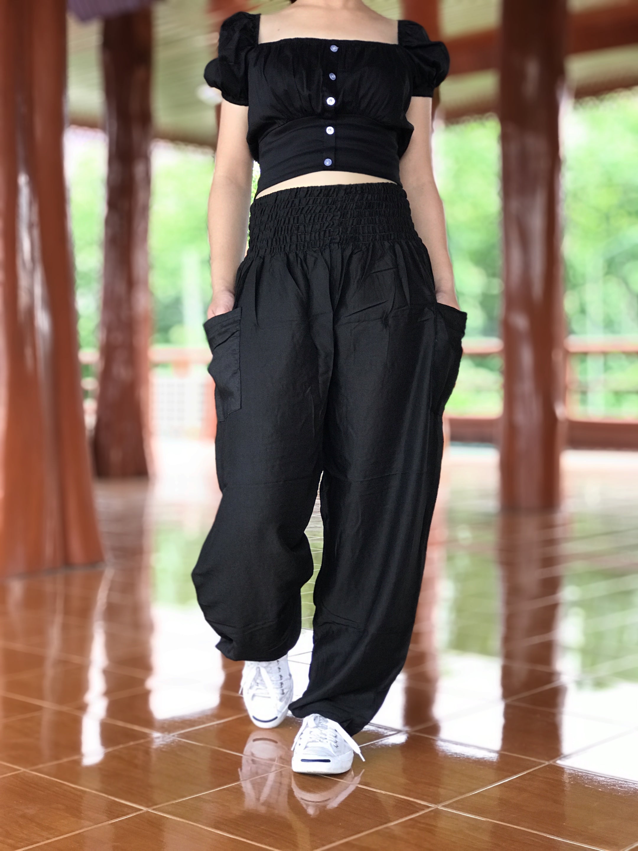 Black harem pants, Thai hippie harem pants