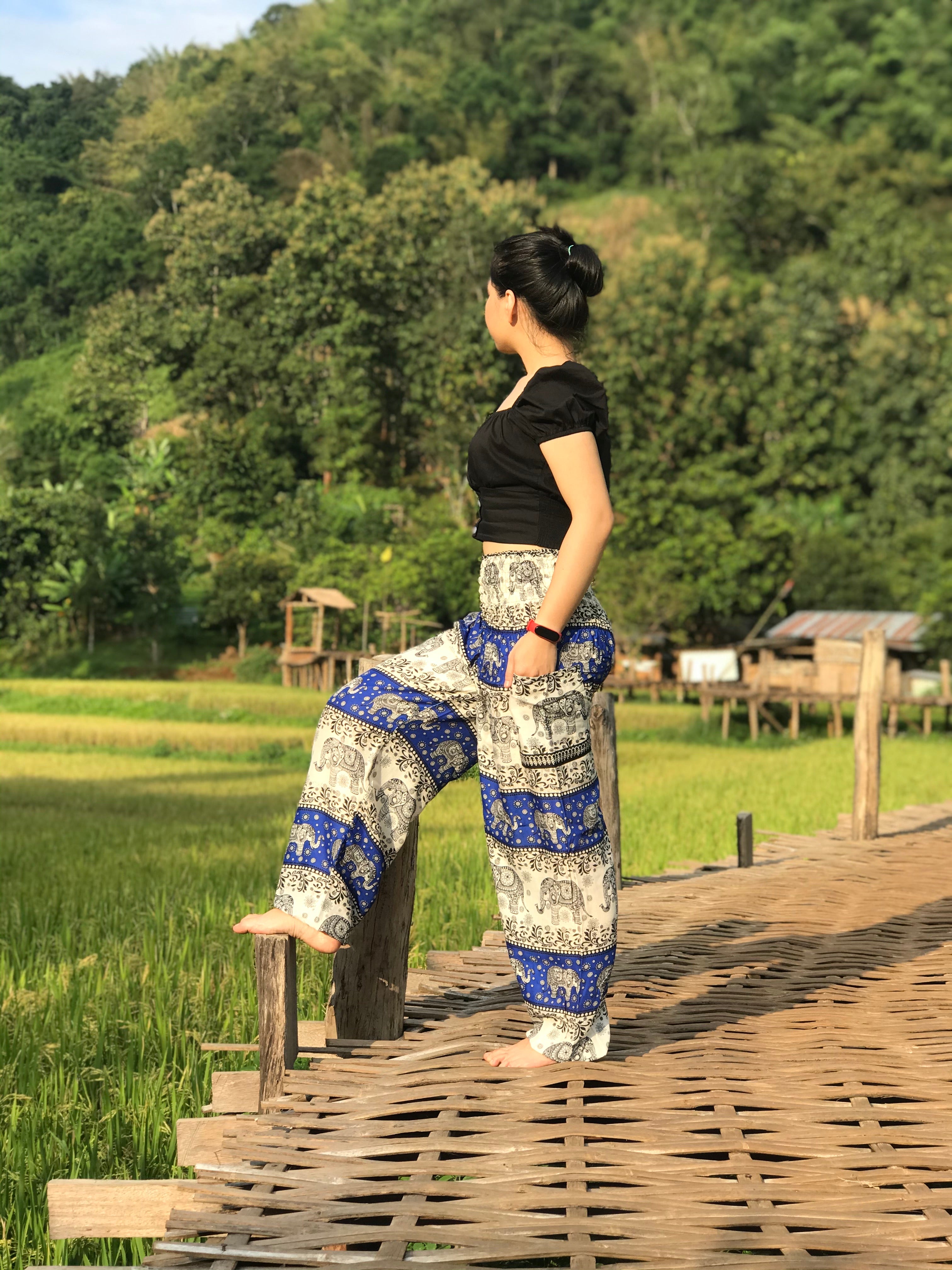Thailand Elephant Printed Trousers - SHIVAM ARTS EXPORT | Shivam Arts Export