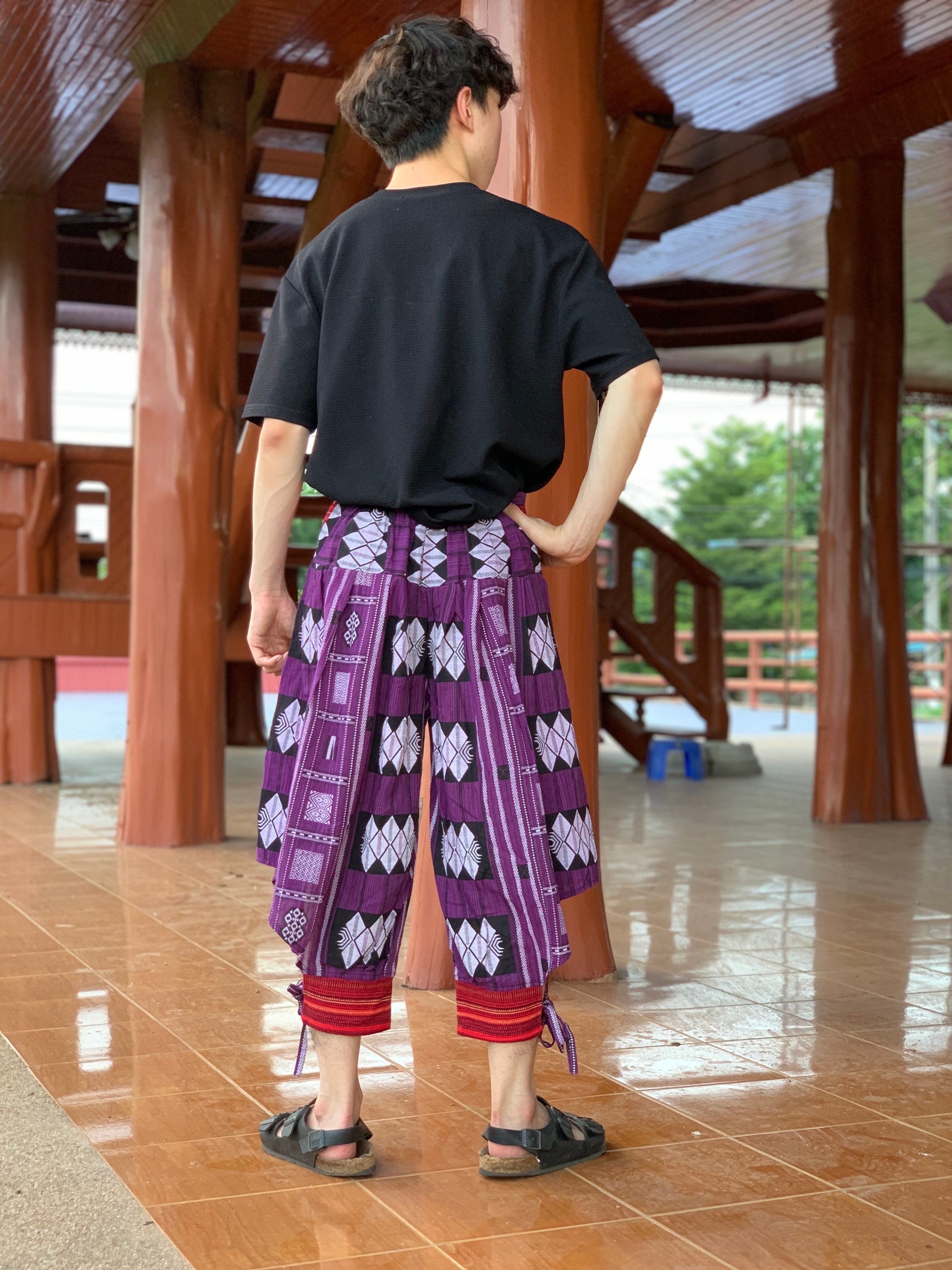 Purple harem pants, Thai tribal style pants