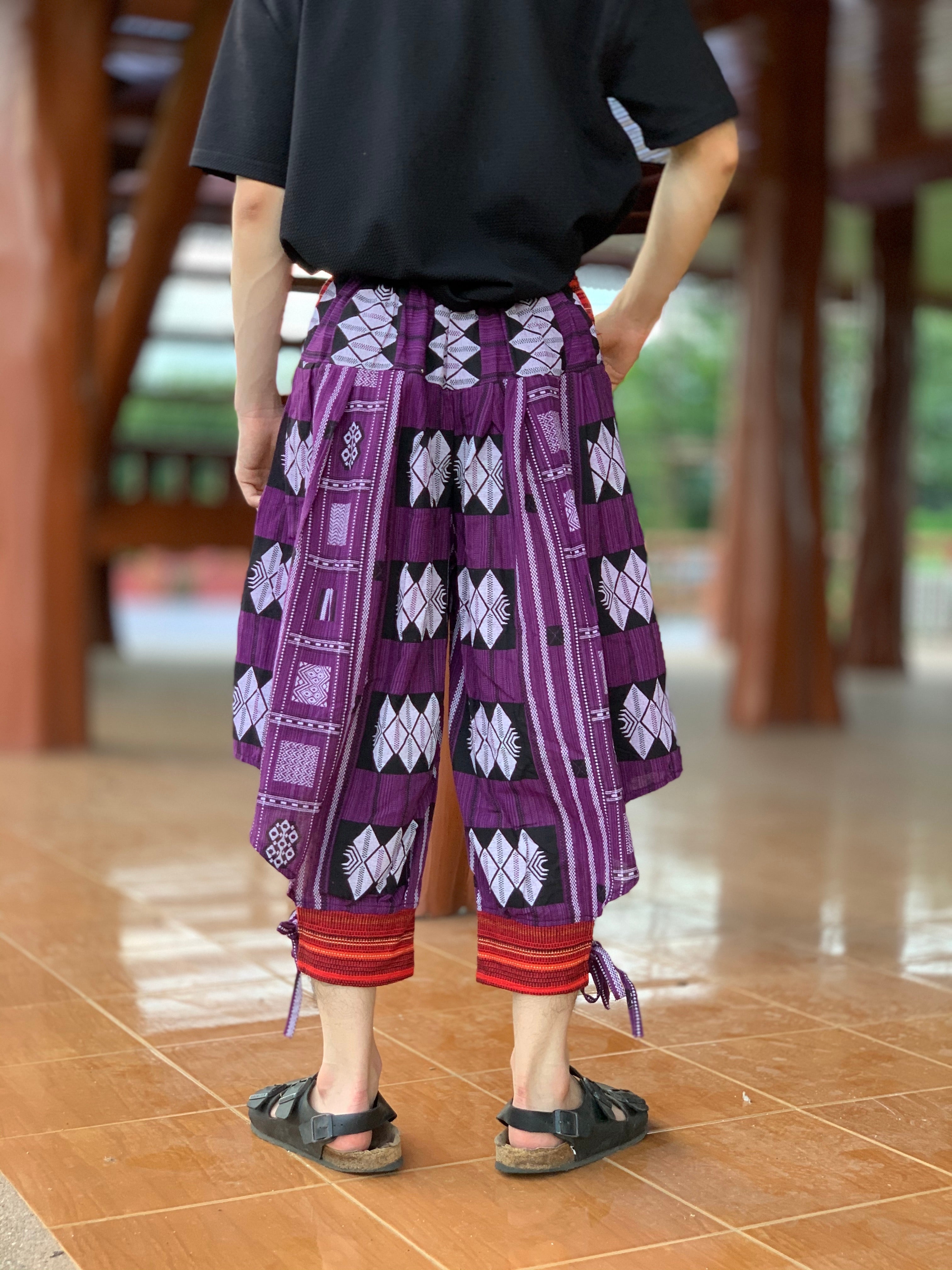 Purple harem pants, Thai tribal style pants