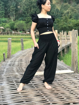 Black harem pants, Thai hippie harem pants