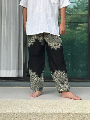 Black mandala harem pants for men’s and women’s